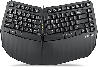Perixx PERIBOARD-413B US, Wired USB Ergonomic Compact Split Keyboard - 15.75x10.83x2.17 inches TKL Design - Black - US English