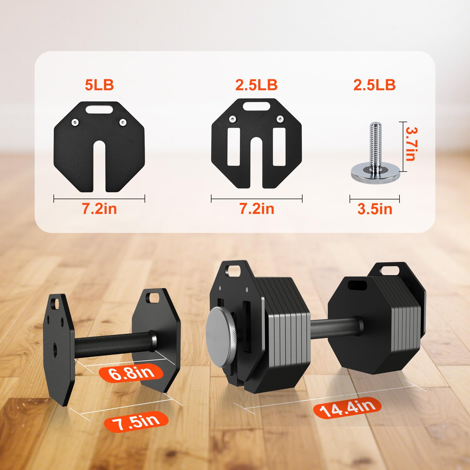 Adjustable Dumbbells Set，Quick Adjust Weight Set for Home Gym Pair