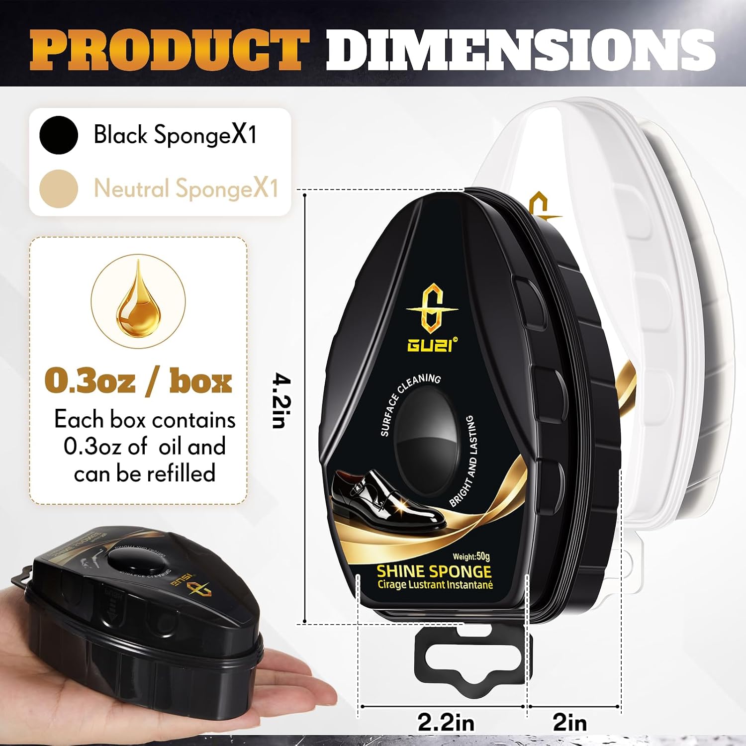 2 Pack Shoe Shine Sponge, Neutral Polish,Mixed,Black,Neutral Clear image 2