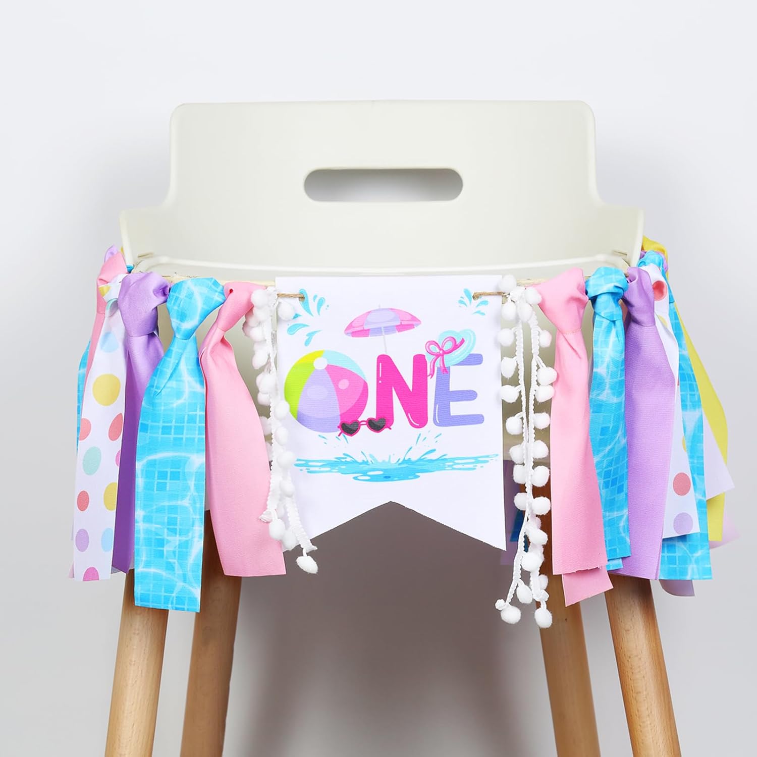 Kreatwow Beach Ball Birthday Party Decorations Beach Ball 1st Birthday High Chair Banner for Girls Fun To Be One Hawaiian Holiday Party Decor For Summer Swimming Pool Bday