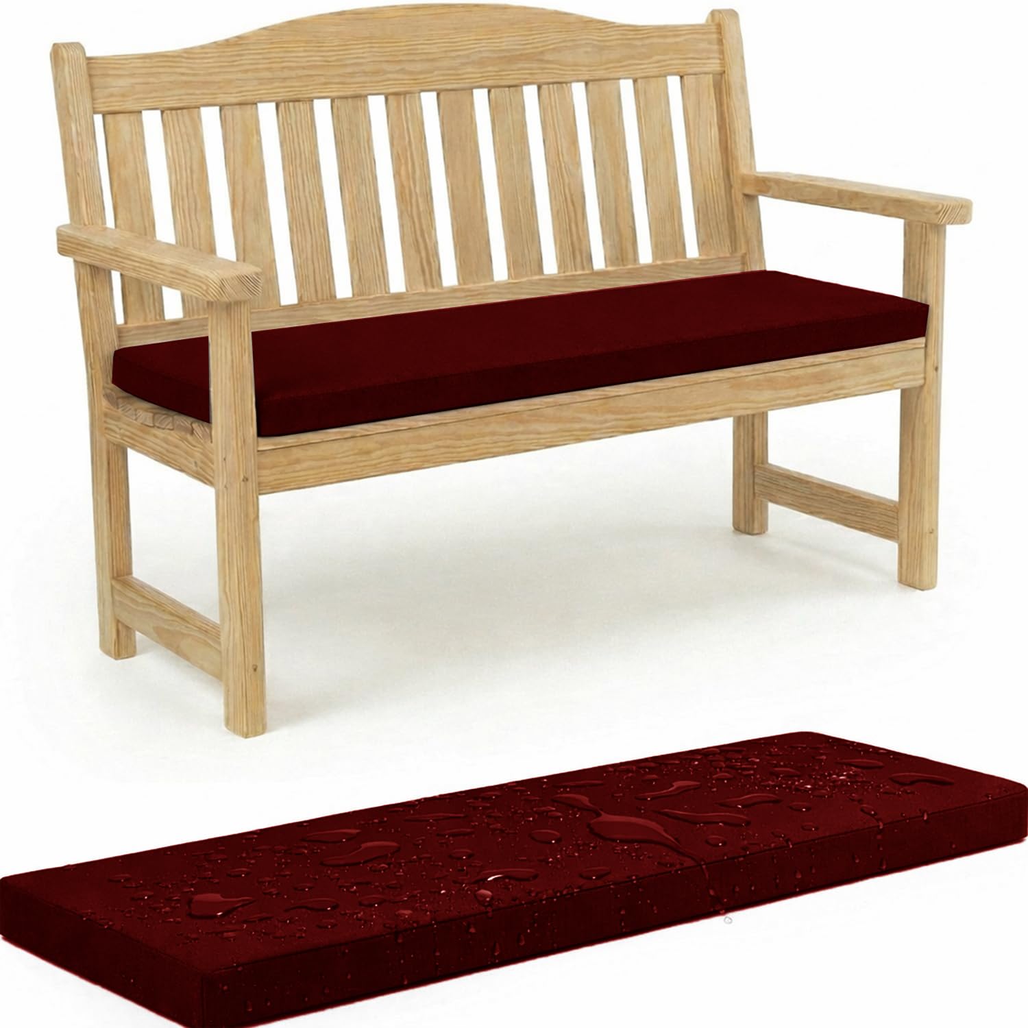 WLXFF Waterproof 5cm Thick Bench Cushion, Non‑Slip Outdoor Garden Seat Pad with Removable Zipped Cover, Weather Resistant for Patio, Lawn, Office & Coffee Shop