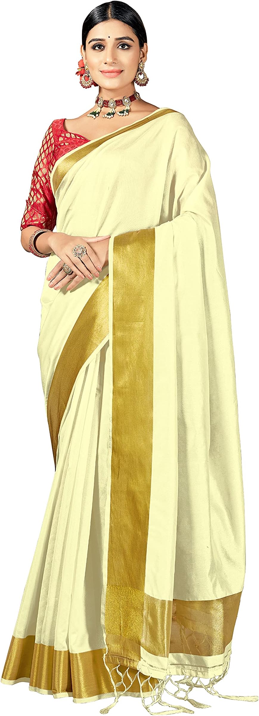 Elina fashionSarees For Women Indian Bollywood Diwali Cotton Art Silk Durga Puja Saree Woven Sari & Unstitched Blouse