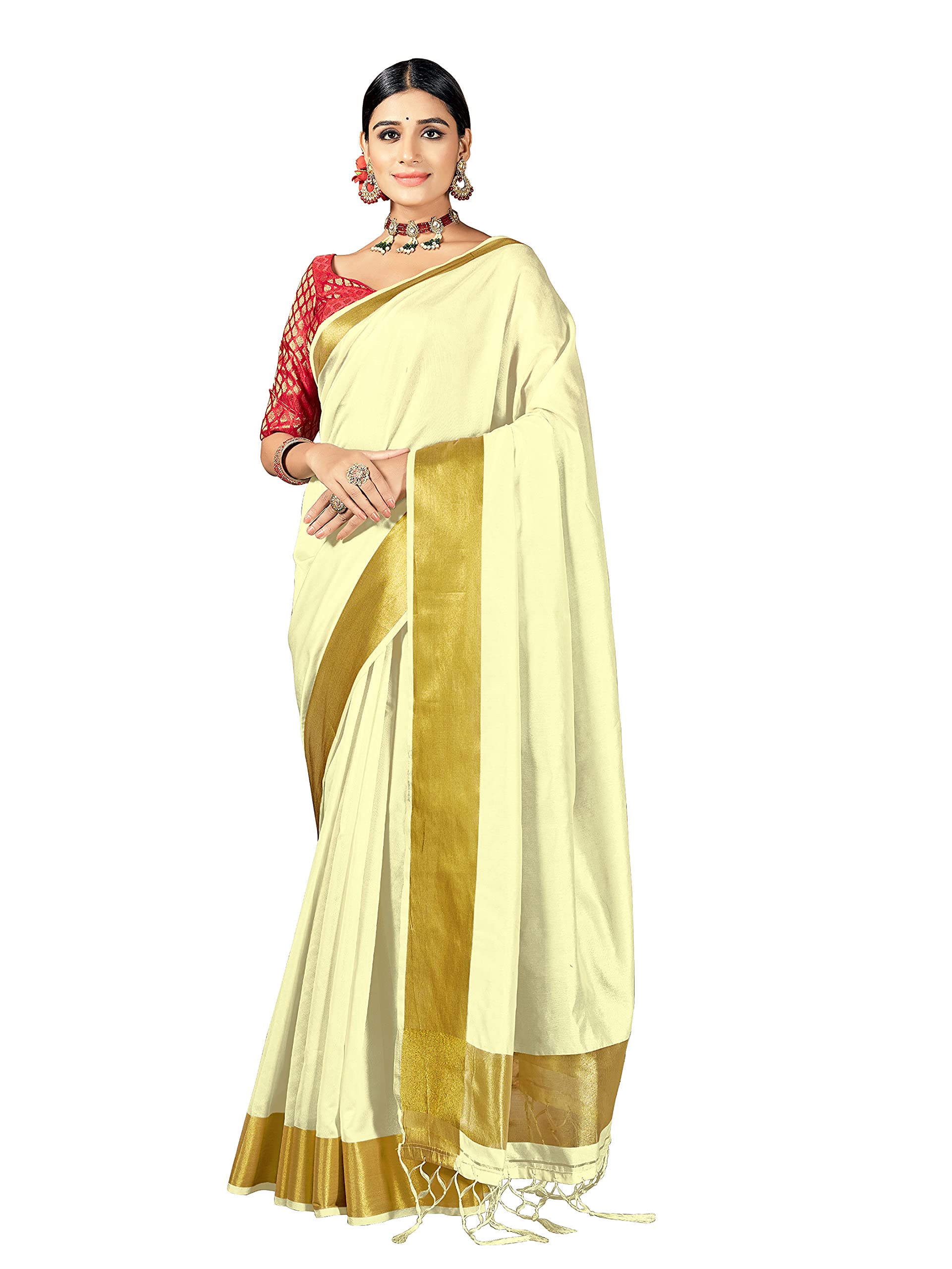 Elina fashionSarees For Women Indian Bollywood Diwali Cotton Art Silk Durga Puja Saree Woven Sari & Unstitched Blouse