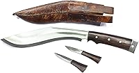 Vista 3 de ESK Cuchillo afgano Kukri Machete Kukri tradicional de acero al carbono de espiga completa, hoja de 11 pulgadas, mango de palisandro de 5.5