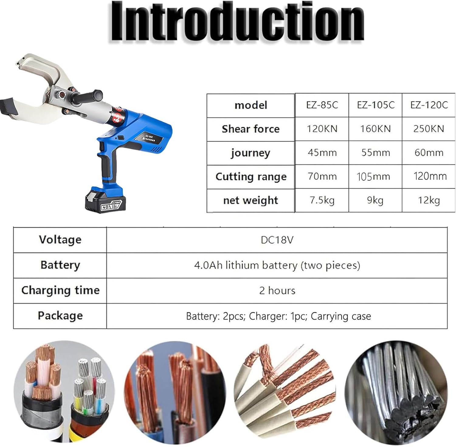 Cable Wire Hydraulic Cutting Tool, Cable Hydraulic Shears, Cordless, Professional Electrical Copper cable Cutters For Electrician Or Home Repair, For 85MM -120MM Al And Armored Cu/Al cable