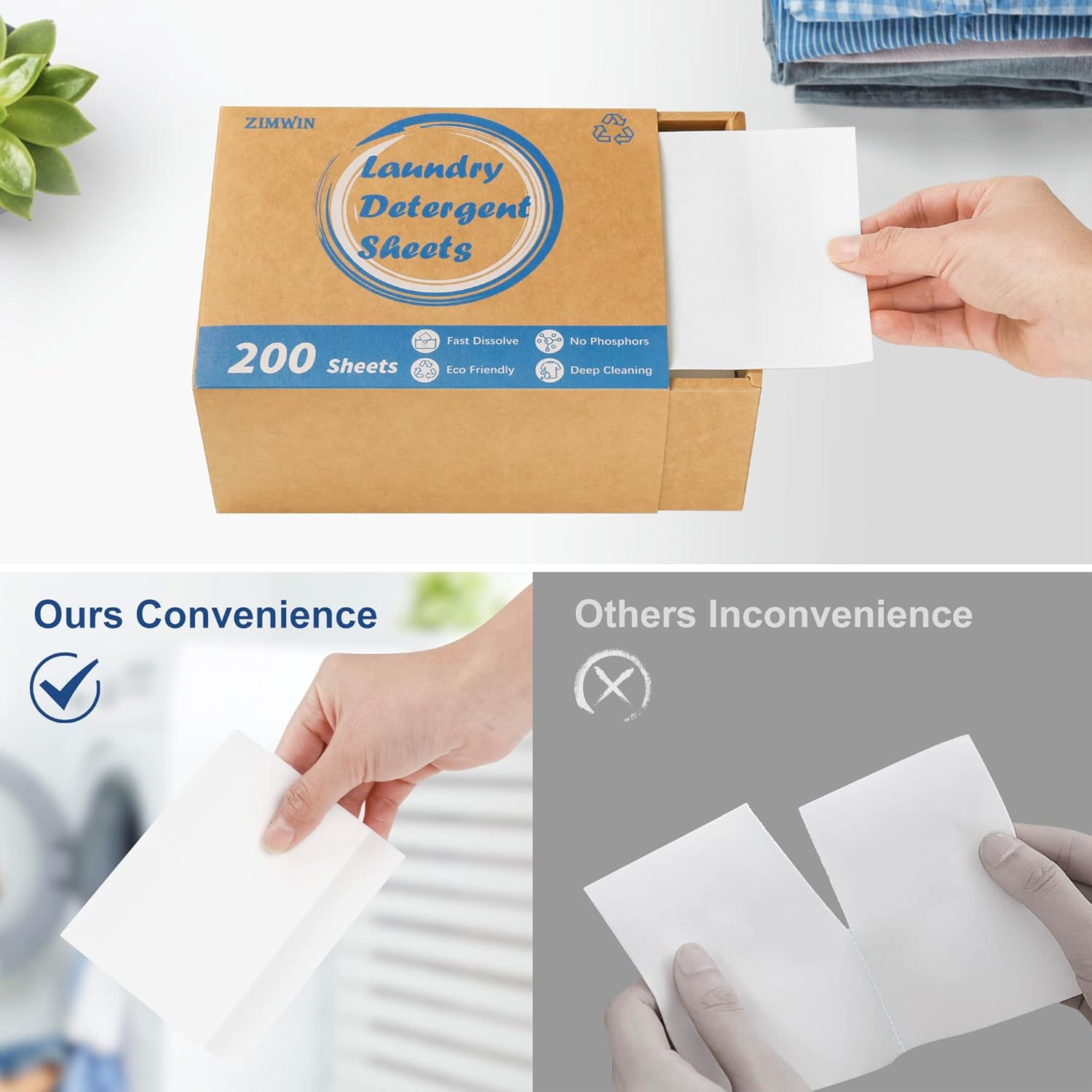 Laundry Deternt Sheets 200 Sheets, Fragrance-Free, Eco-Friendly,
