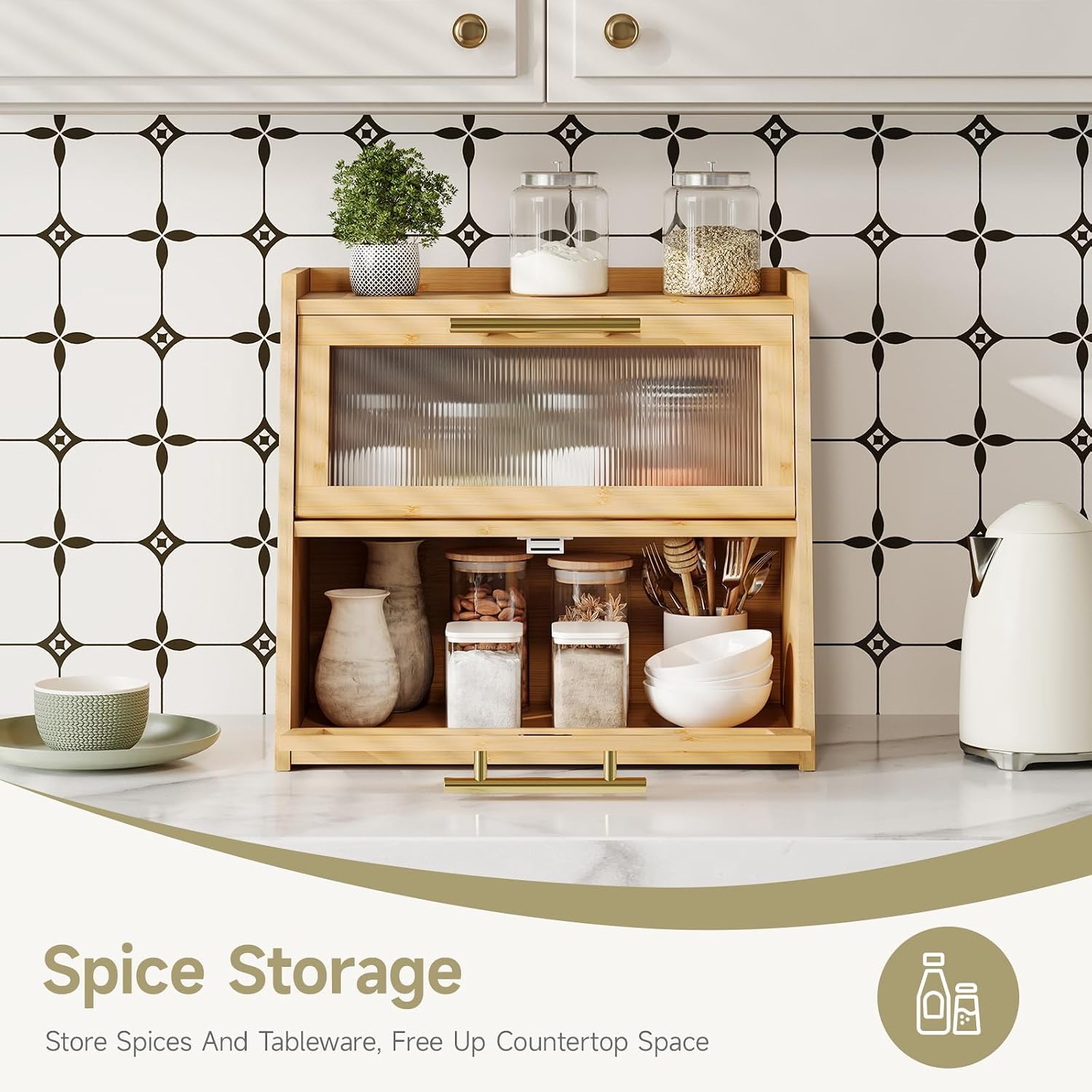 Bread Box for Kitchen Countertop,Extra Large Capacity Bread Storage