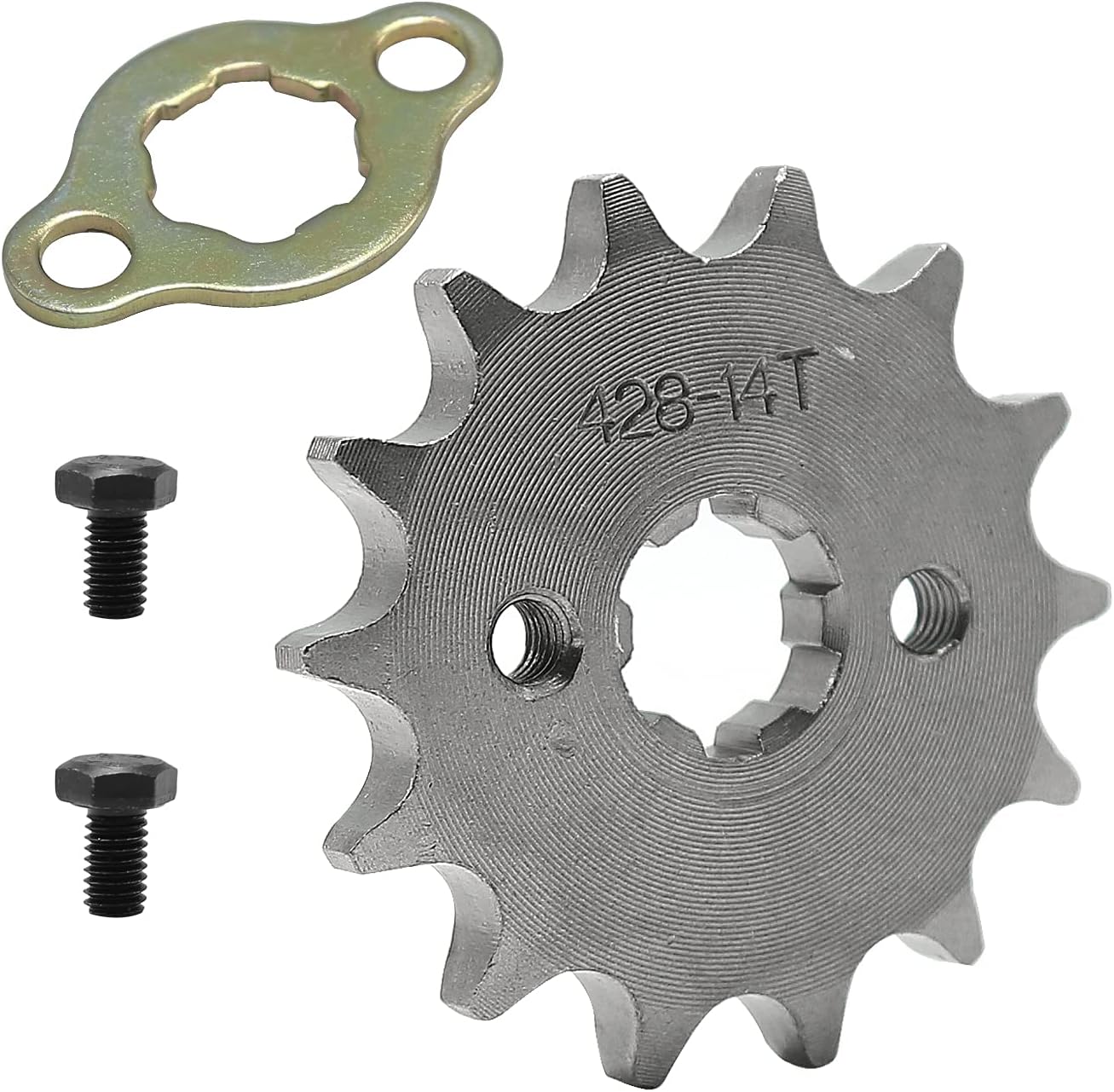 Saihisday 428 Chain Sprocket 14T 17mm Front Engine Sprocket Compatible with 50cc 70cc 110cc 125cc 140cc 160cc ATV Dirt Bike Quad TaoTao Roketa Sunl (14T, 17mm)