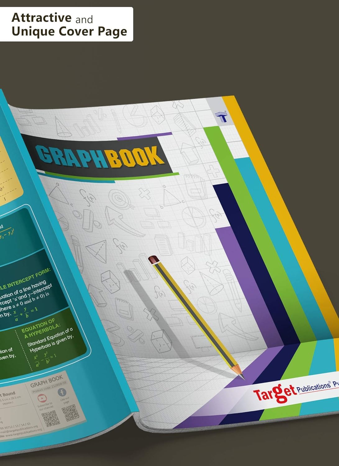 TARGET PUBLICATIONS WOODSNIPE - Quaderni a quadretti per scuola, formato A4, con copertina marrone, 56 pagine, fogli a quadretti da 1 cm, per matematica, set di 14 copie a grafici