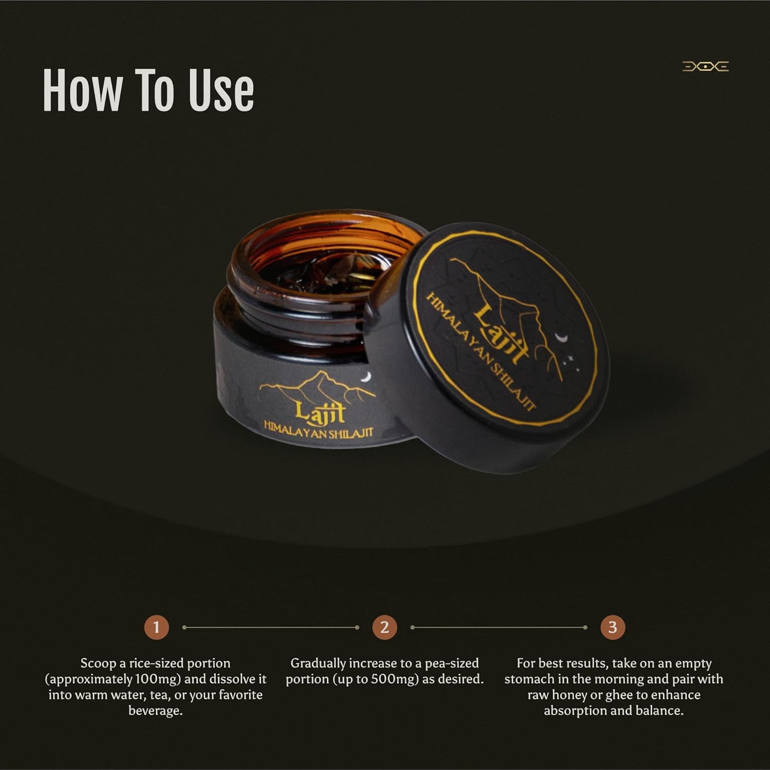 Lajit Gold Grade Himalayan Shilajit Resin – Organic, Sun-Dried, Bioavailable Nutrients, Fulvic Acid | Lab Tested Pure Shilajit for Men & Women - Natural Energy, Vitality, 85 + Trace Minerals - 20g