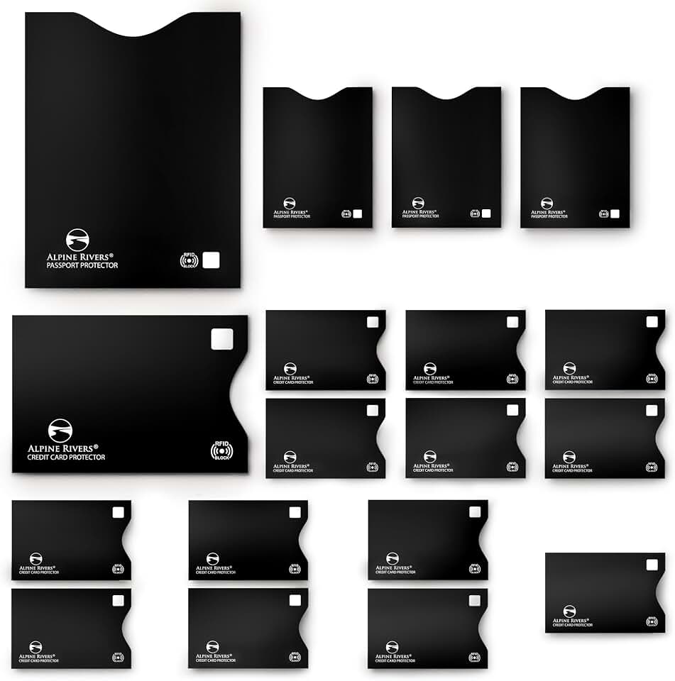 ALPINE RIVERS RFID Blocking Sleeves, Credit Card Protector, Passport Sleeve