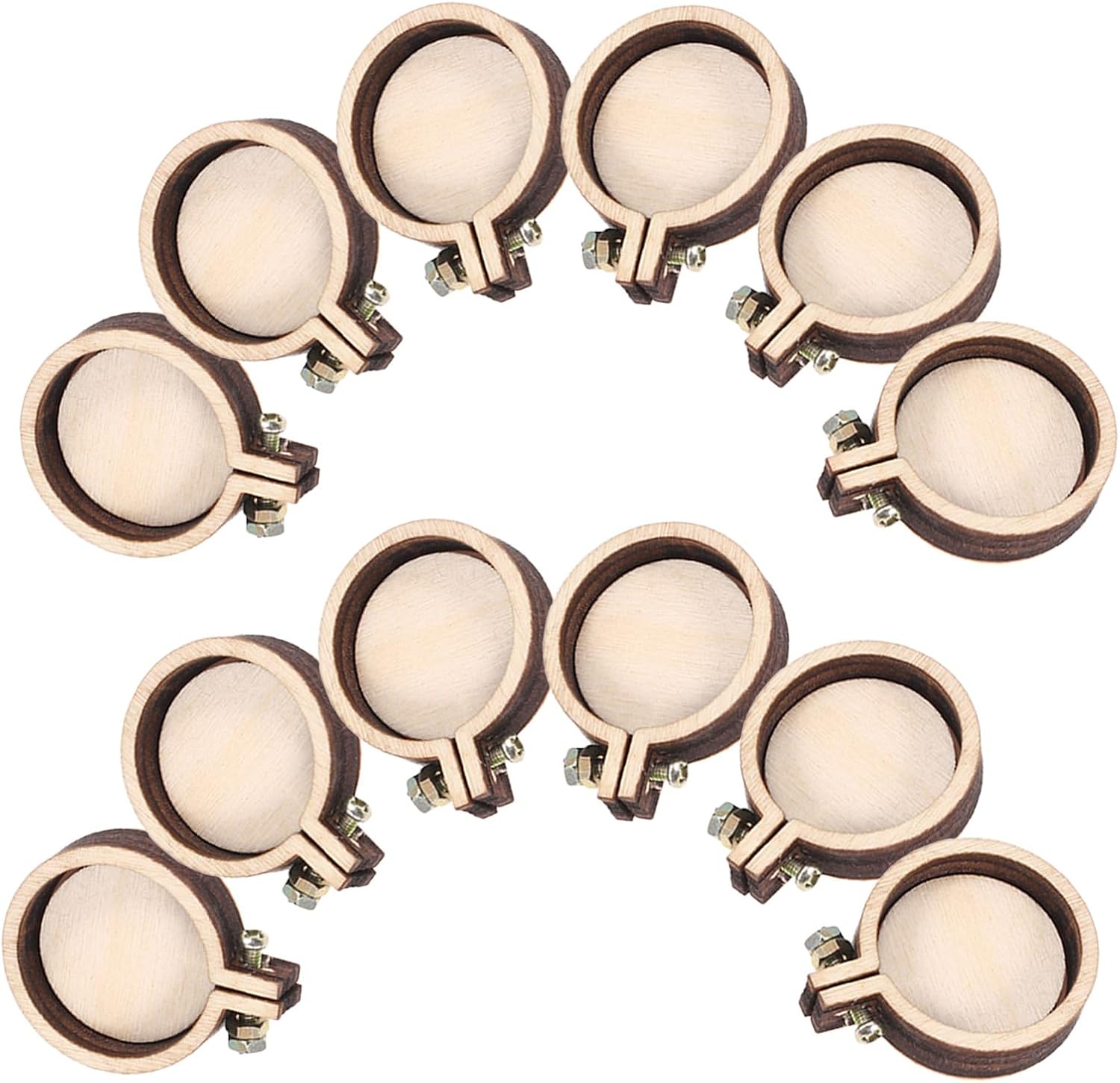 AKOOSY 15Pcs Mini Embroidery Round Fixing Frames for Cross Stitch Needlework Crafts Decorative Jewelry Making