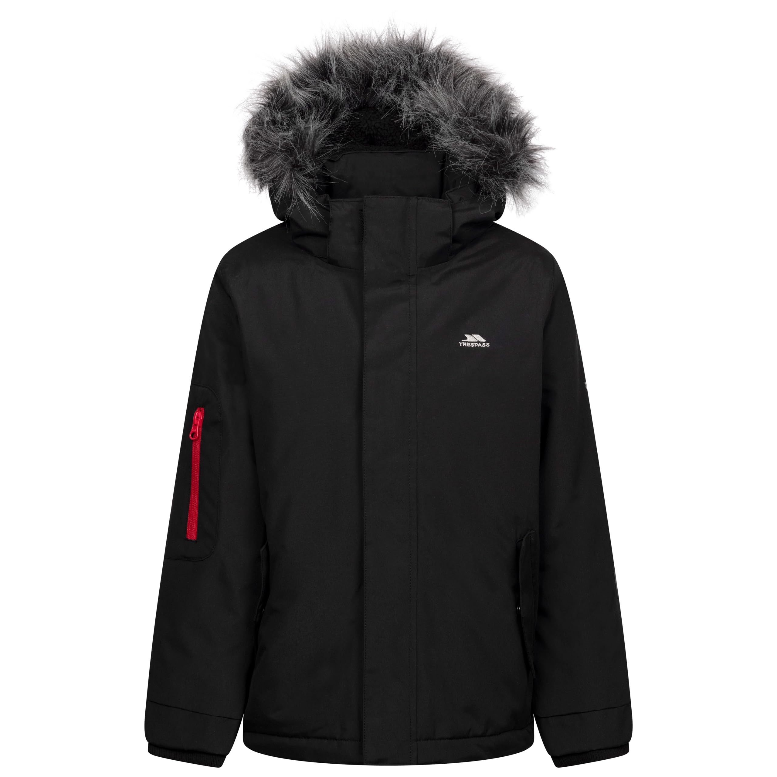 Trespass Boys Black Padded Rain Jacket Braddan