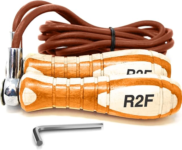 R2F Leather Weighted Skipping Rope, Jump Rope for Boxing, Fitness Training, HIIT, MMA, Weight Loss, Exercise or Fat Burning, Skipping Ropes for Adults, Men & Women Fitness Accessories