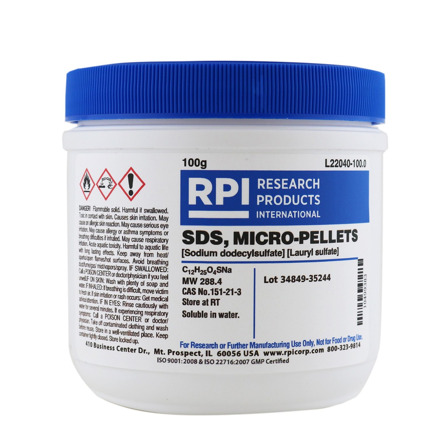 SDS, Micro-Pellets [Sodium dodecylsulfate][Lauryl sulfate], 100 Grams