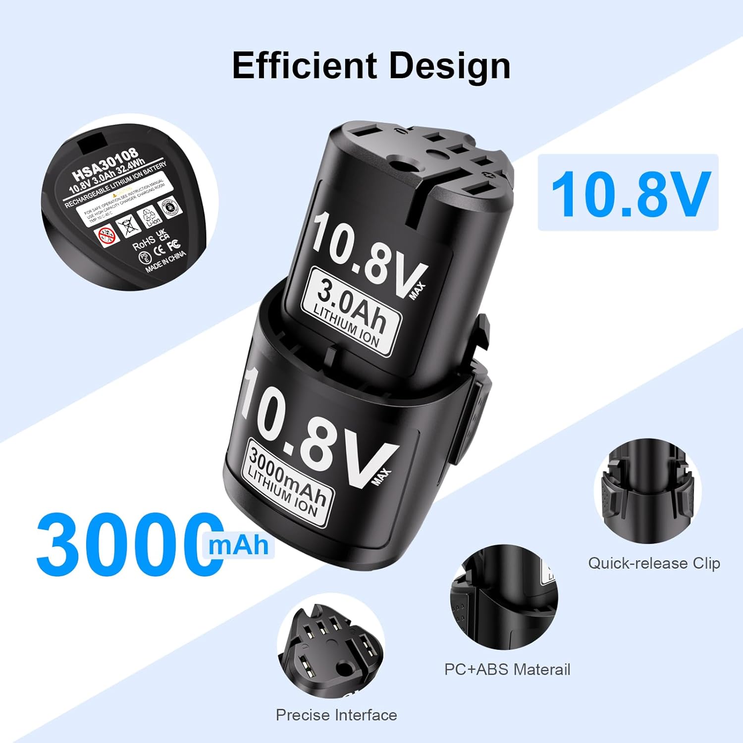 2 Pack 3.0Ah Lithium-ion Replacement for ‎Stihl 10.8V Battery 45154006500,Compatible with S-tihl HSA26 AS2 GTA26 SEA20 Series