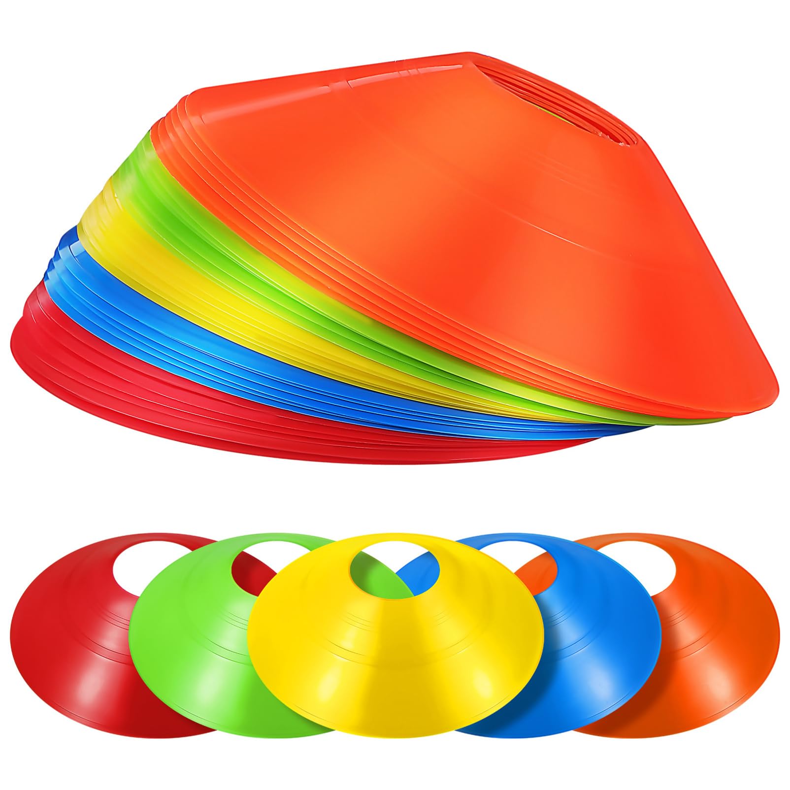SUPVOX 30 Pcs Soccer Agility Cones: Training Disc Cones with Mesh Carry Bag for Football Basketball Practice - 5 Color Sports Equipment for Drills
