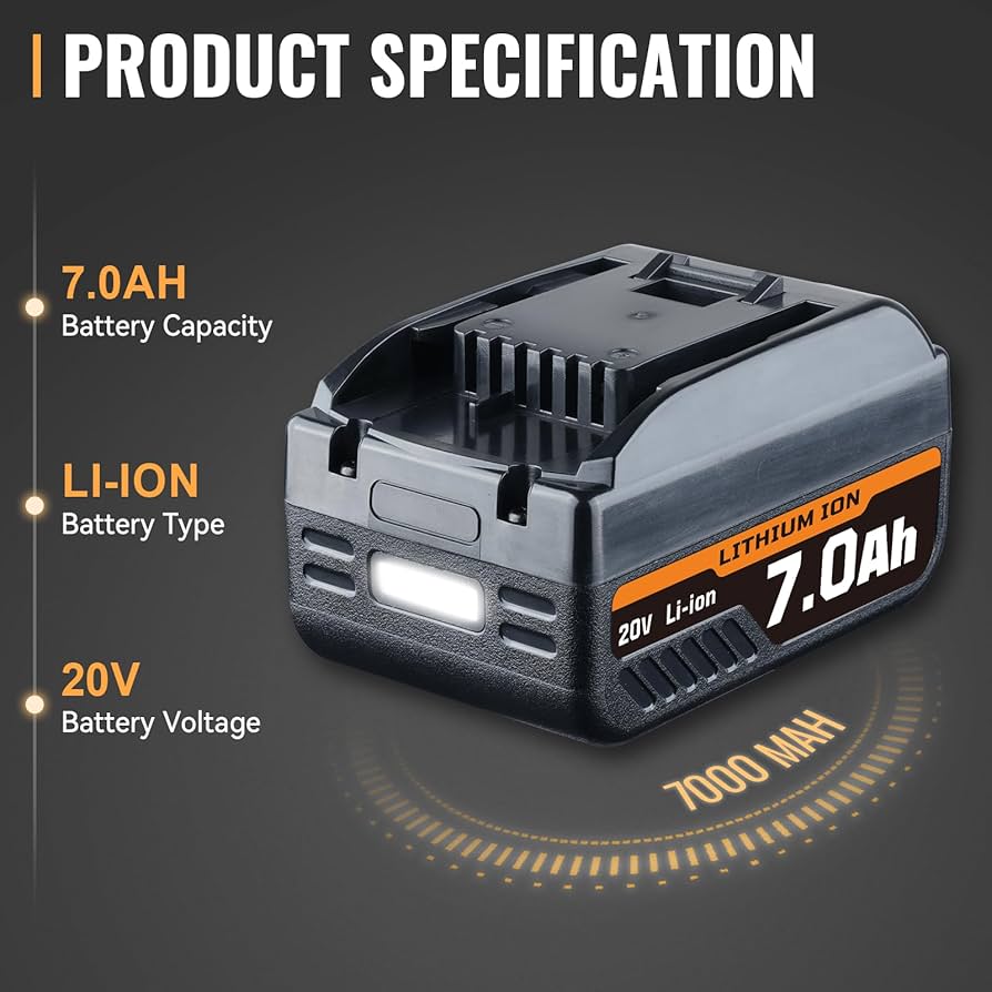 Amazon.com: DASNITE 2Packs WA3520 7.0Ah Li-ion Replacement for