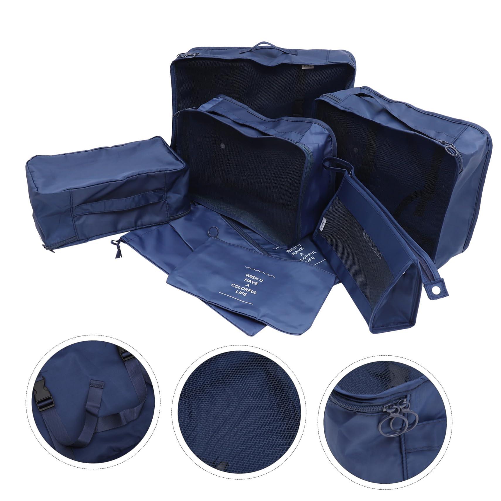 Cubi Organizer da Viaggio in Poliestere Blu, per Valigia e Zaino, Resistenti, Facili da Aprire e Chiudere, per Vacanze ed Escursioni | Dimensioni Diverse, per Abiti e Cosmetici, Resistente All'usura, Adatto a Business Travel e Hiking