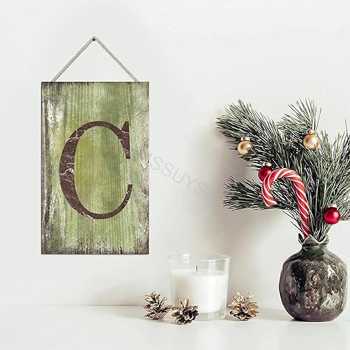 Vista 79 de Letrero colgante de madera con letra J, letrero de madera para decoración del hogar, 26 letras del alfabeto de metal, placa de madera, decoración