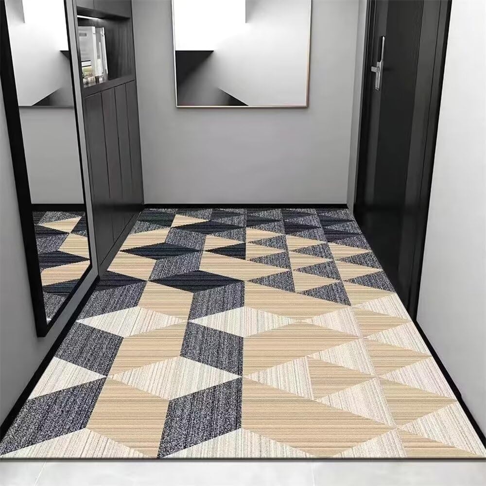 Tapis couloir long gris 80x120 cm lavable et antidérapant pour maison