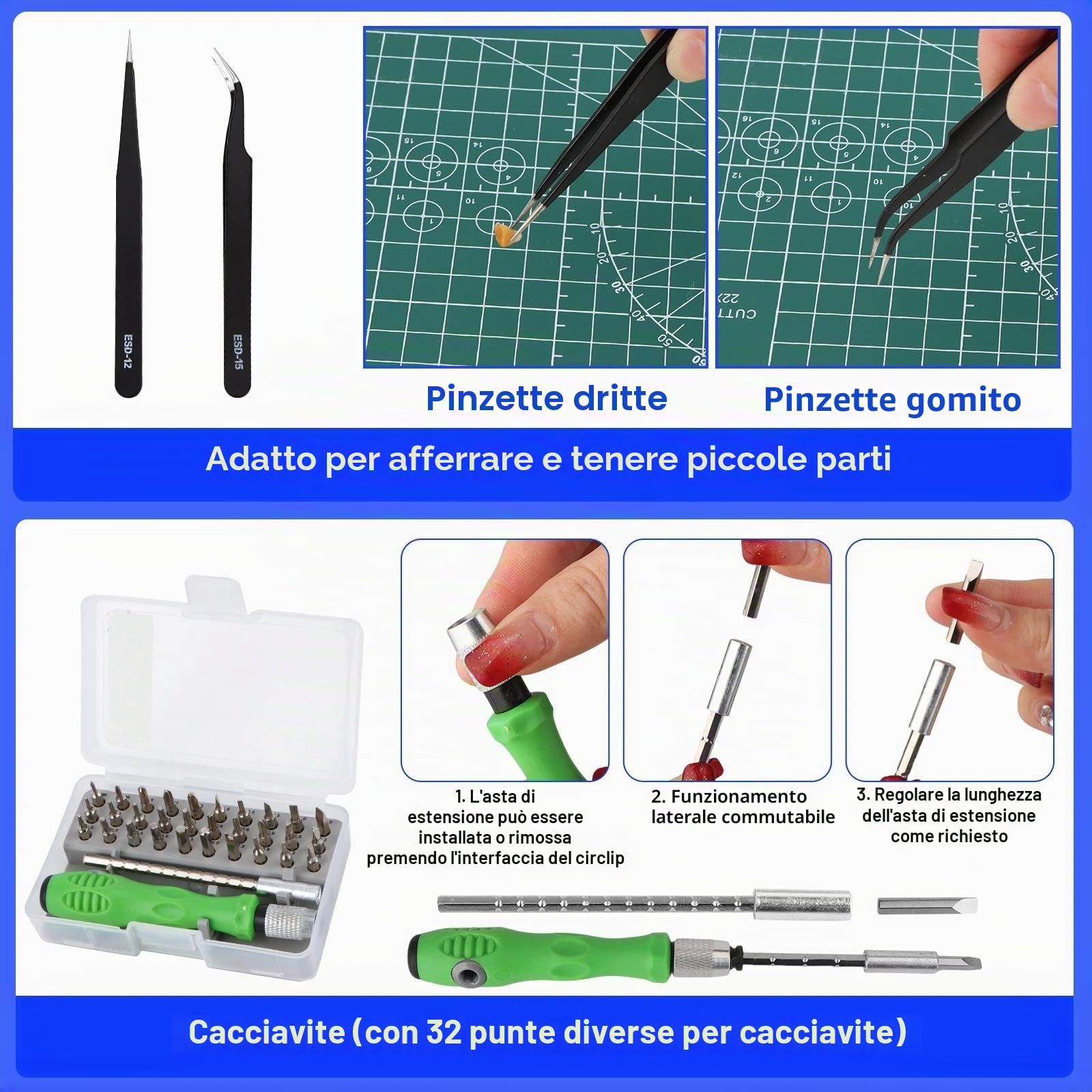 QLOUNI 103 Pezzi Kit Modellismo, Kit di Strumenti Base Modello per Gundam Model Tools Craft Set, Gunpla Model Kit per Edifici Auto Aerei Modello Assemblare Costruzione Riparazione e Fissaggio