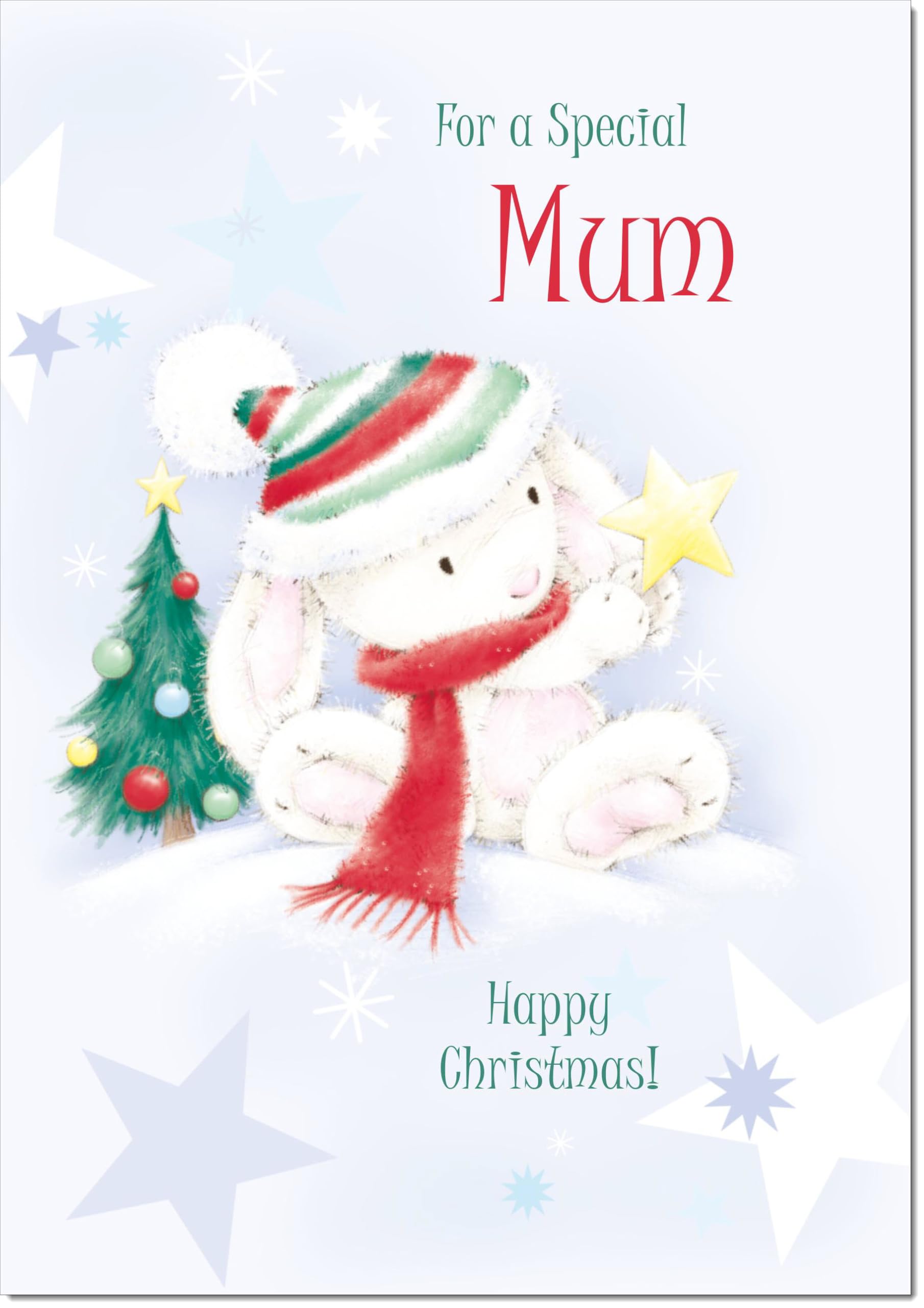 doodlecards Mum Christmas Card Cute Rabbit with Star Large A4 Size Christmas Card for Mum with Plain Envelope — image 1