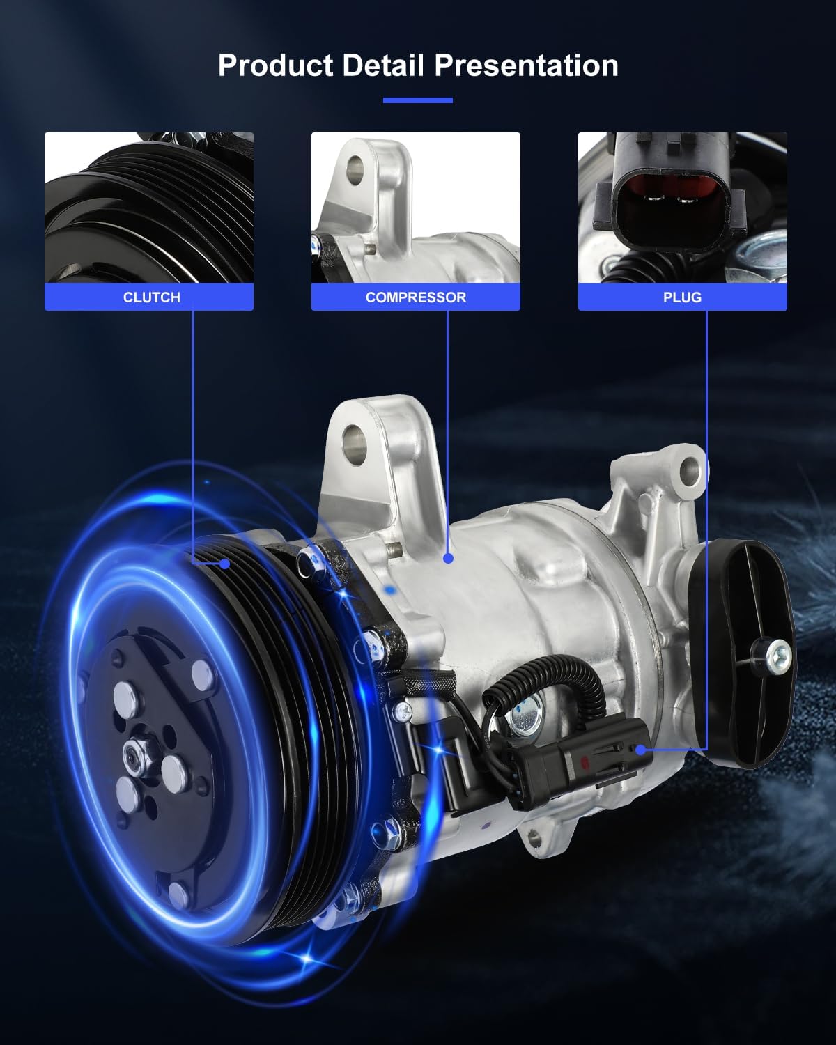 ECCPP AC Compressor Fast Cooling 2002-2003 Fit for Dodge Dakota 4.7L 2002-2006 Fit for Dodge for Ram 1500 2500 4.7L Air Conditioning Compressor