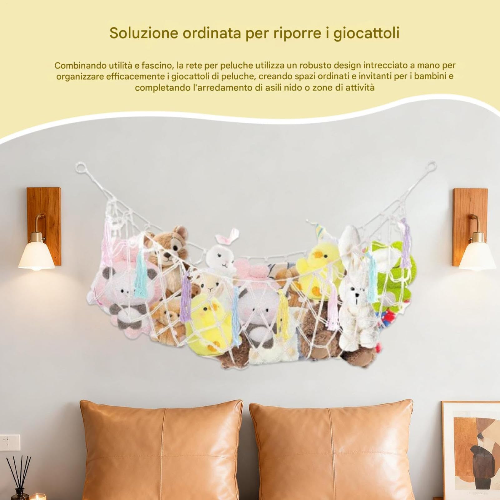 Rete per Animali di Peluche 150 cm Macramè Intrecciato Appendino Bohémien