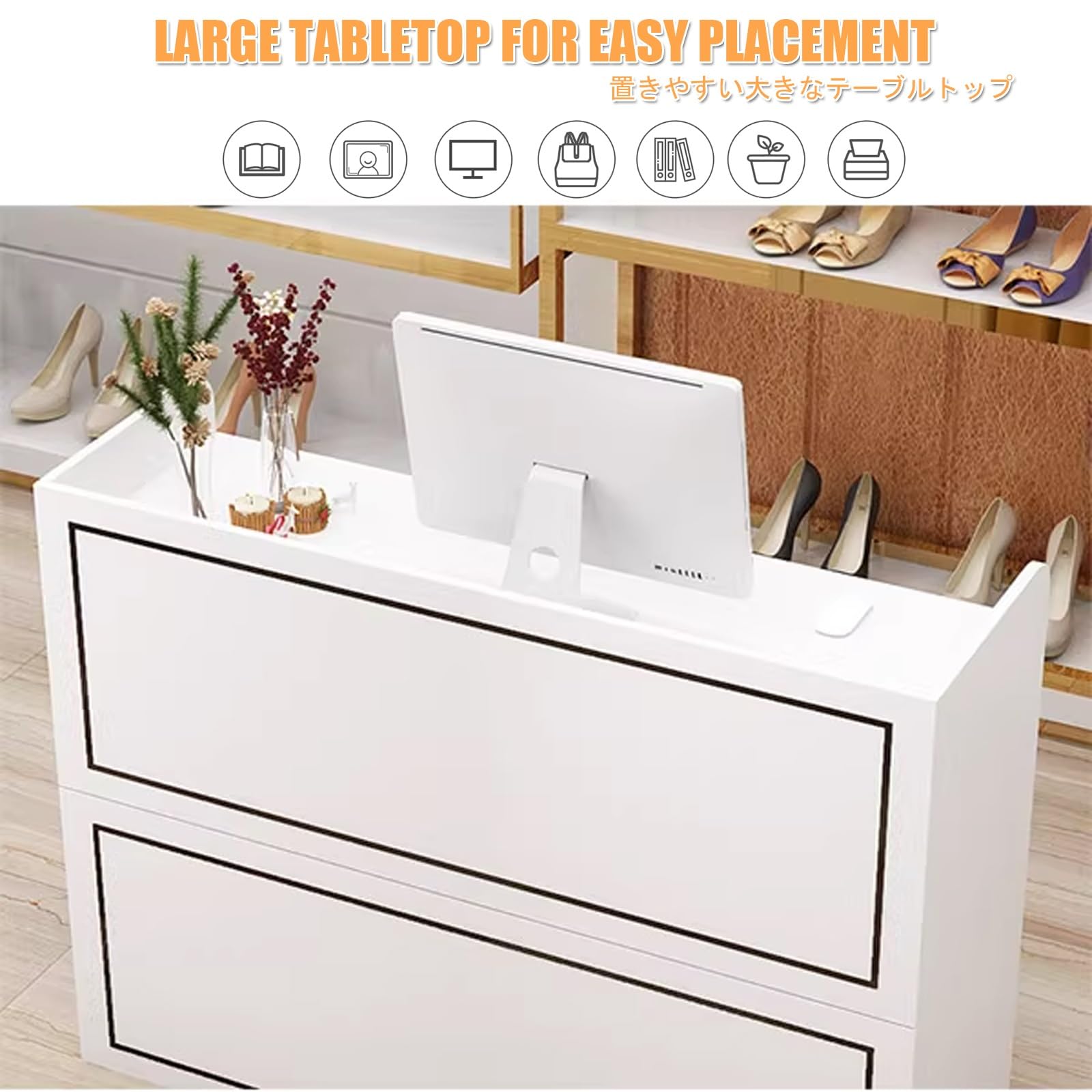 Moderno banco reception con gestione dei cavi, per uffici, hotel e negozi di abbigliamento, 100 cm, elegante reception per sale da lavoro