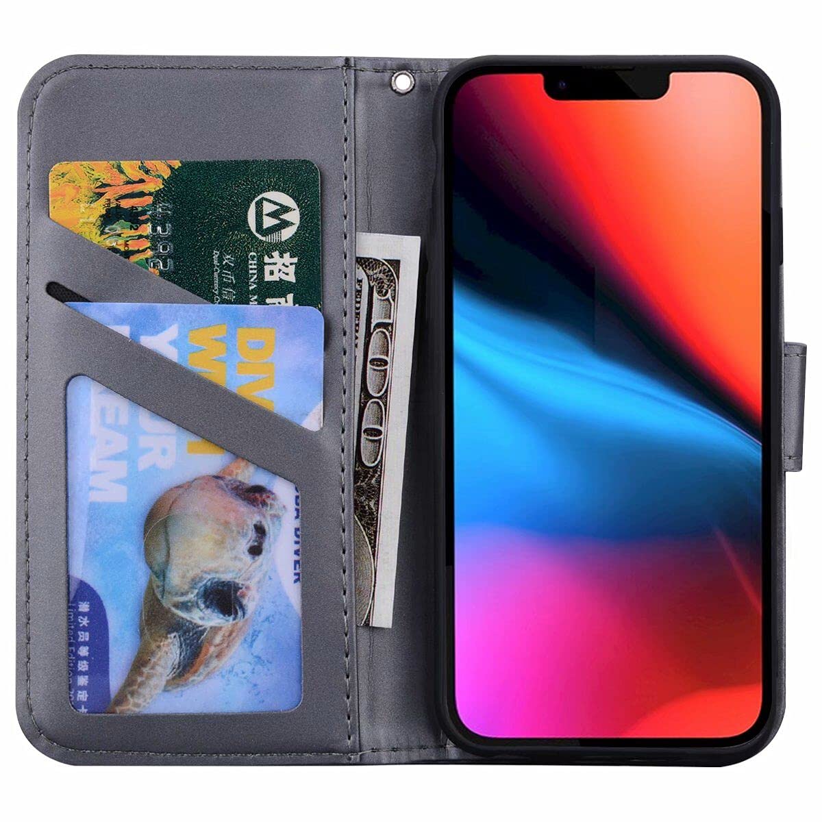 Ailisi Cover per iPhone 11, Gray Flip Cover Cartoon Cute Bear Custodia Protettiva Caso Libro in Pelle PU con Portafoglio, Funzione Supporto, Chiusura Magnetica - Orso, Grigio