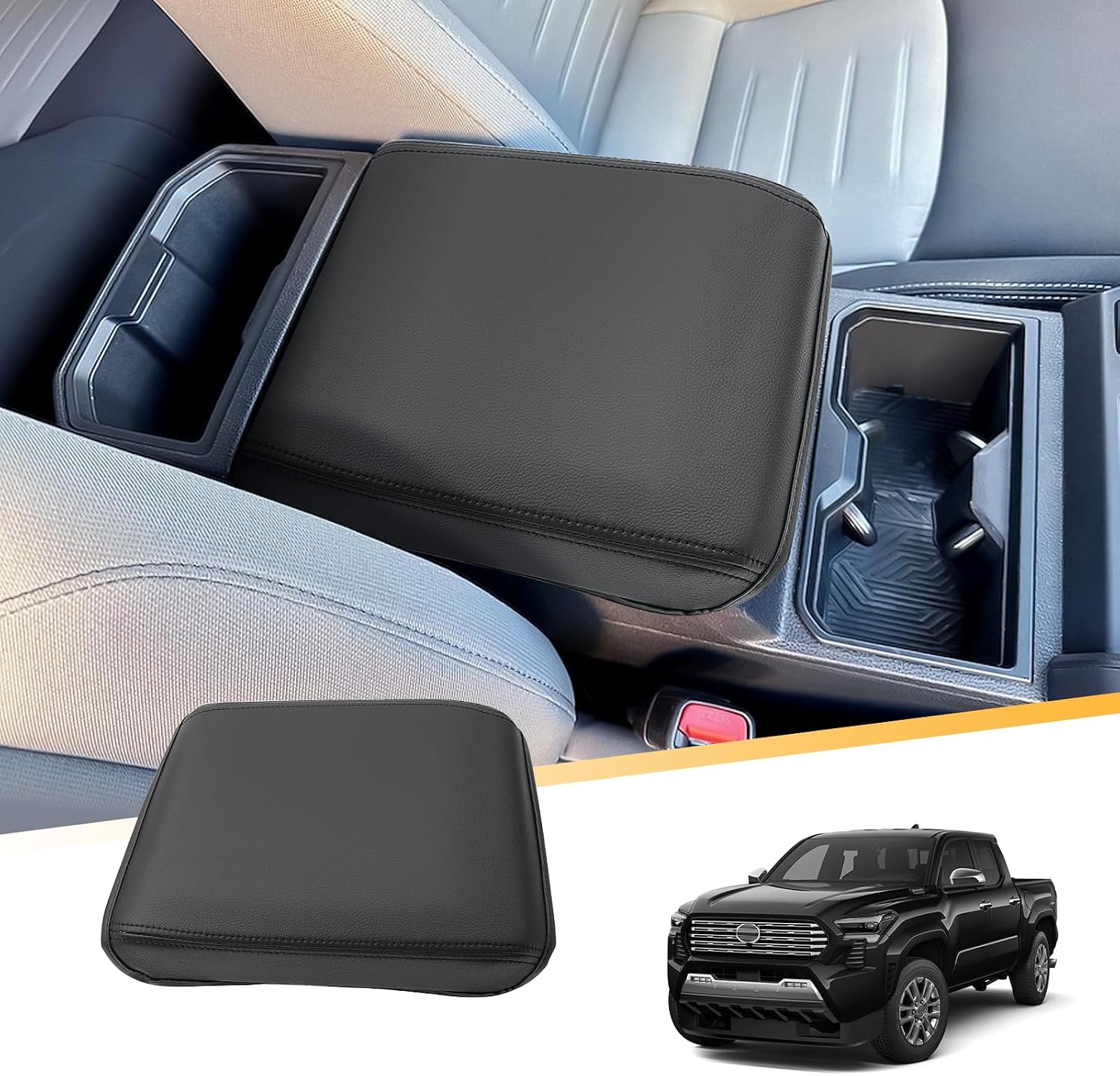 Armrest Cover for 2024 2025 Toyota Tacoma SR /SR5/TRD PreRunner/Limited/Trailhunter/TRD Pro Accessories Center Console Cover Middle Lid Pad Protector for Car Elbow Rest