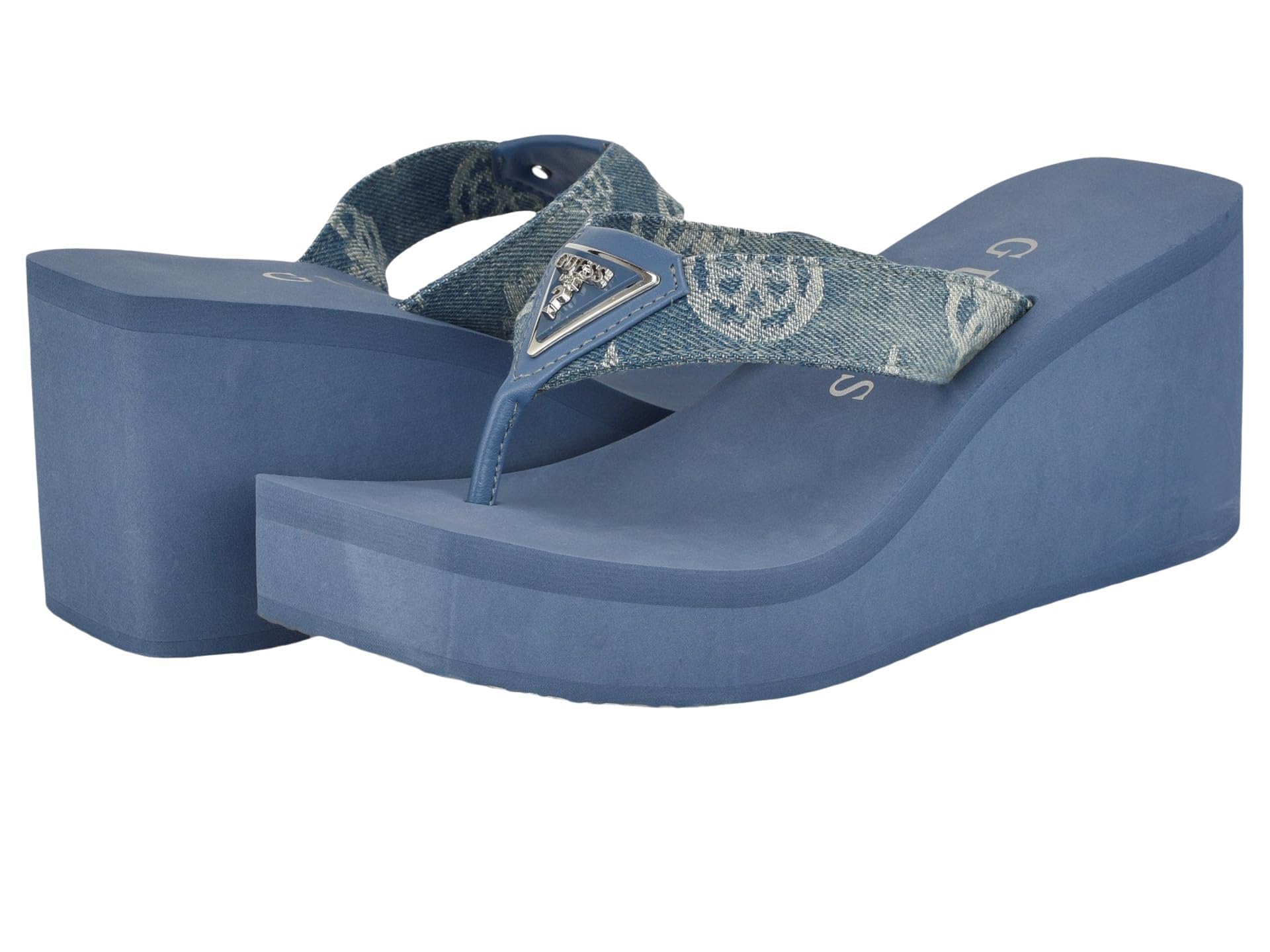 GUESS Women's Demmey Sandal, Denim Blue 400, 4.5 UK