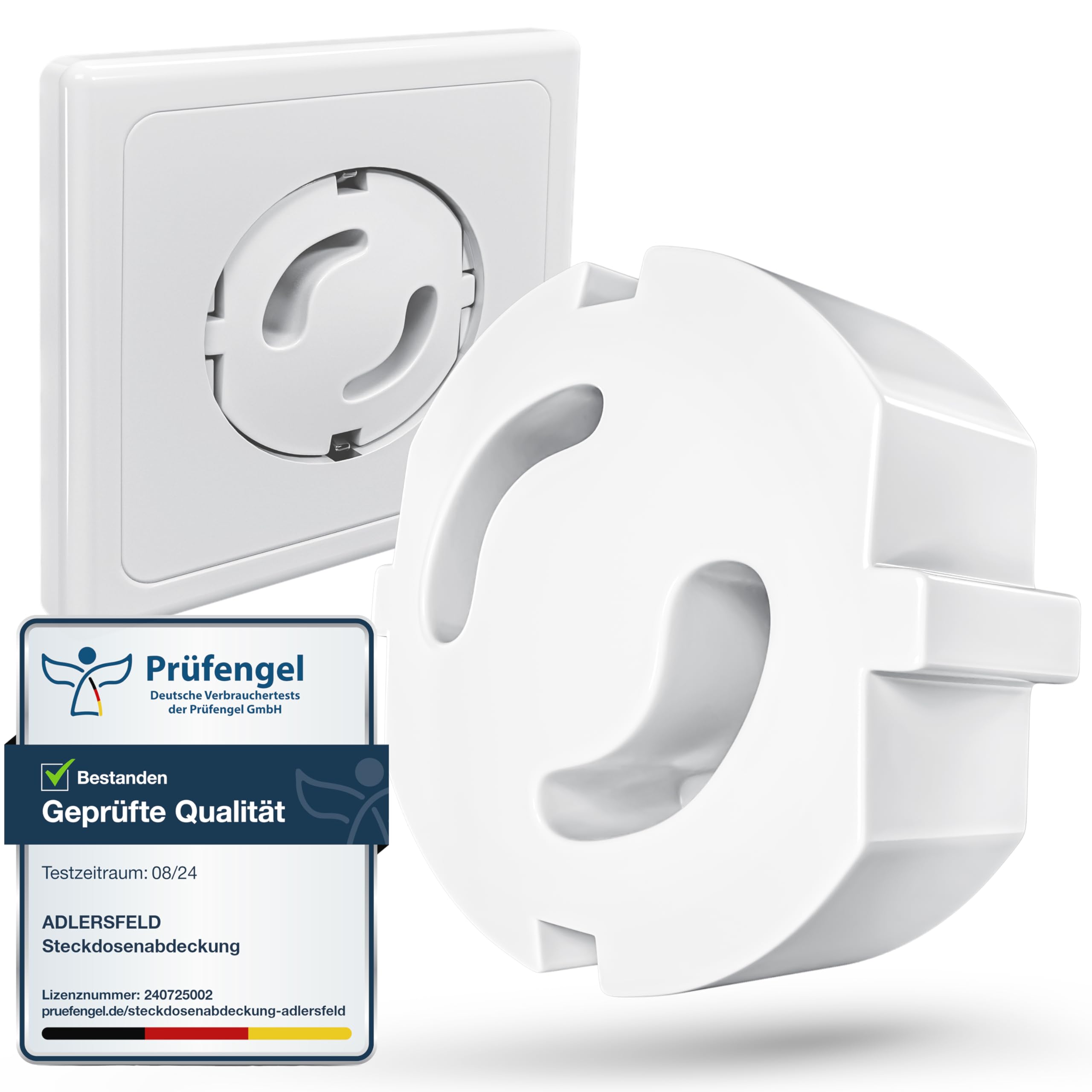 Adlersfeld® Steckdosen Kindersicherung (20x Stück) - Kindersicherung Steckdose zum Schutz vor Stromschlägen - Einfache Installation ohne Kleben - Steckdosenschutz Weiß - Sicherheit für Baby & Kinder