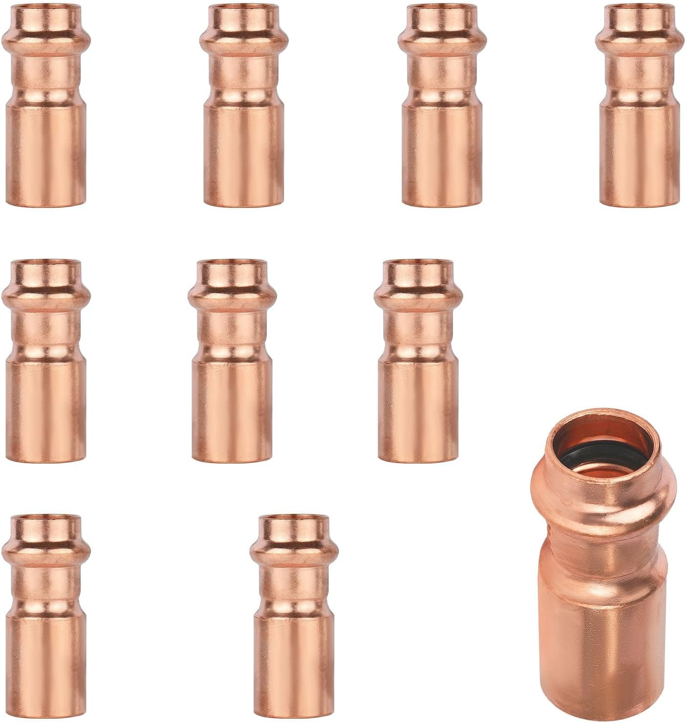 (Pack of 10) EFIELD 3/4" FTG x 1/2" Copper Press Fit Bushing Reducer Fittings For Copper Tube Connection (3/4"x1/2"),(PRESS031)