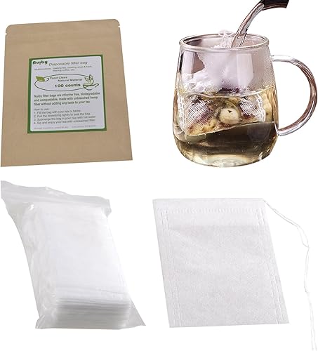 Bolsas de filtro de té, sin blanquear, 100% natural, con cordón, bolsas de té vacías para té suelto, herbal, verde y de pérdida de peso  Bolsas