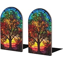 Wood Book Ends Non-Skid Bookends Tree of Life Book Ends for Shelves Modern Book Holder Decorative Bookends for Office Home 1 Pair