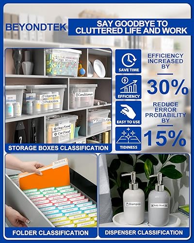 Miniatura 6 de BEYONDTEK P-Touch m-231 Compatible con Brother M Tape 0.472 in 0.47 Blanco, P-Touch M Tape Mk-231 Mk-231S Negro sobre Blanco 0.472 in 0.47 para