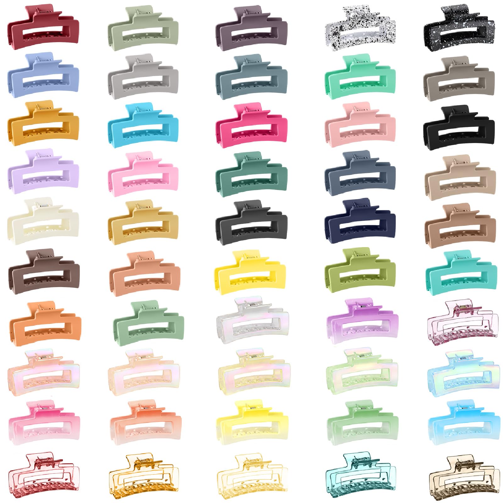 Hotop Juego de 50 pinzas cuadradas antideslizantes para el cabello, pinzas rectangulares coloridas, accesorios para el cabello para mujeres y niñas, cabello grueso a fino (color vibrante, 3.4