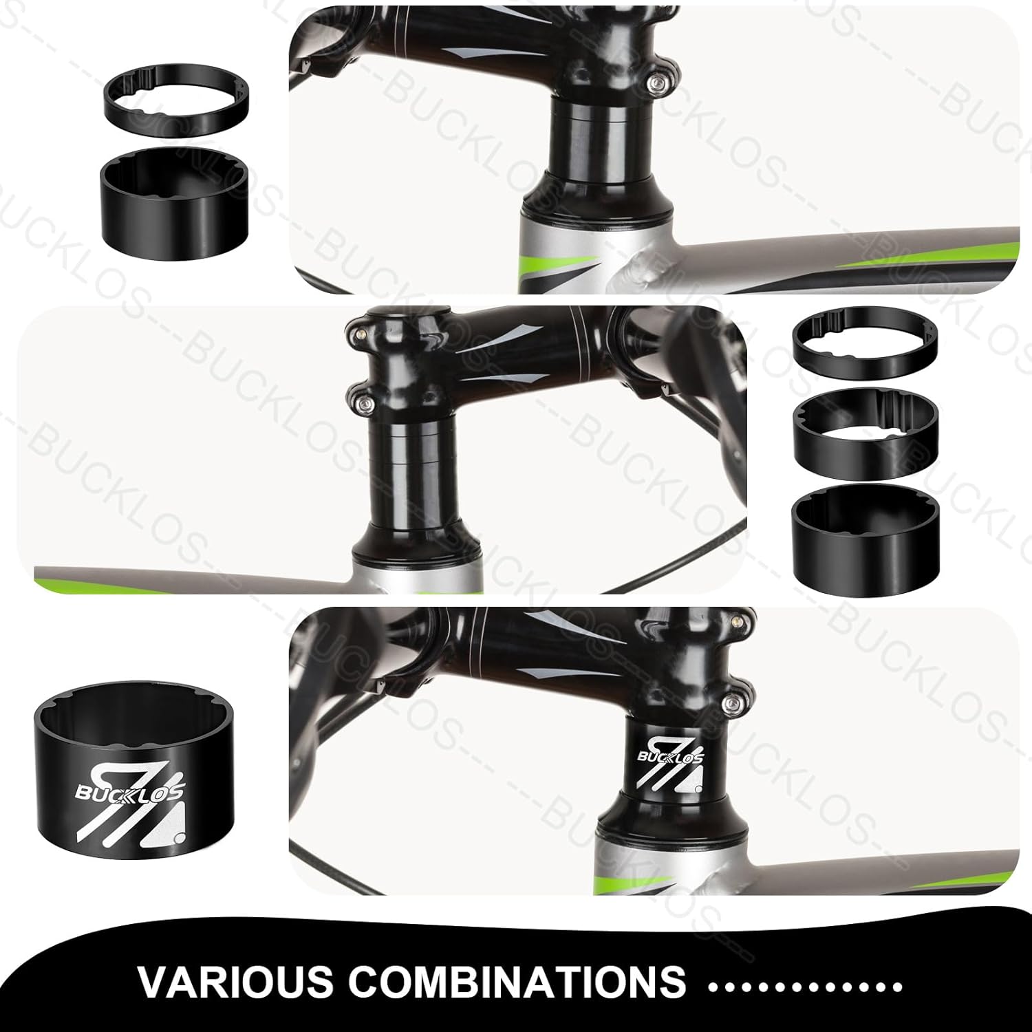 BUCKLOS 29” Mountain Bike Aluminum Alloy Rigid Forks & 11PCS Headset Spacer Black