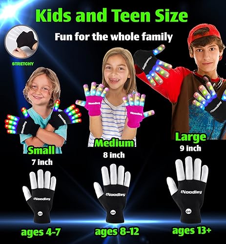 Miniatura 3 de The Noodley 2 pares de guantes con luz LED para niños, regalos para niños y niñas, juguetes de Navidad brillantes