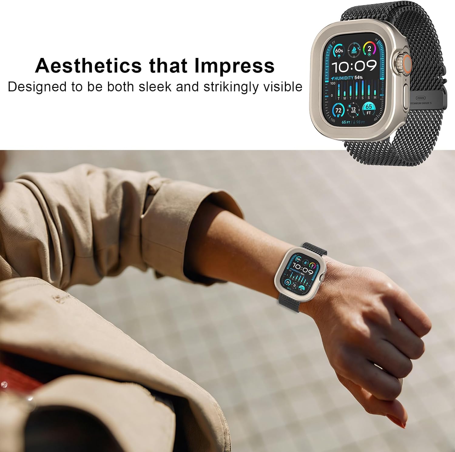 for Apple Watch Ultra 3 /Ultra 2 /Ultra Case, 49mm Military Grade Protection Metal Case, Aluminum Alloy Shockproof Bumper with Back TPU Protective Cover