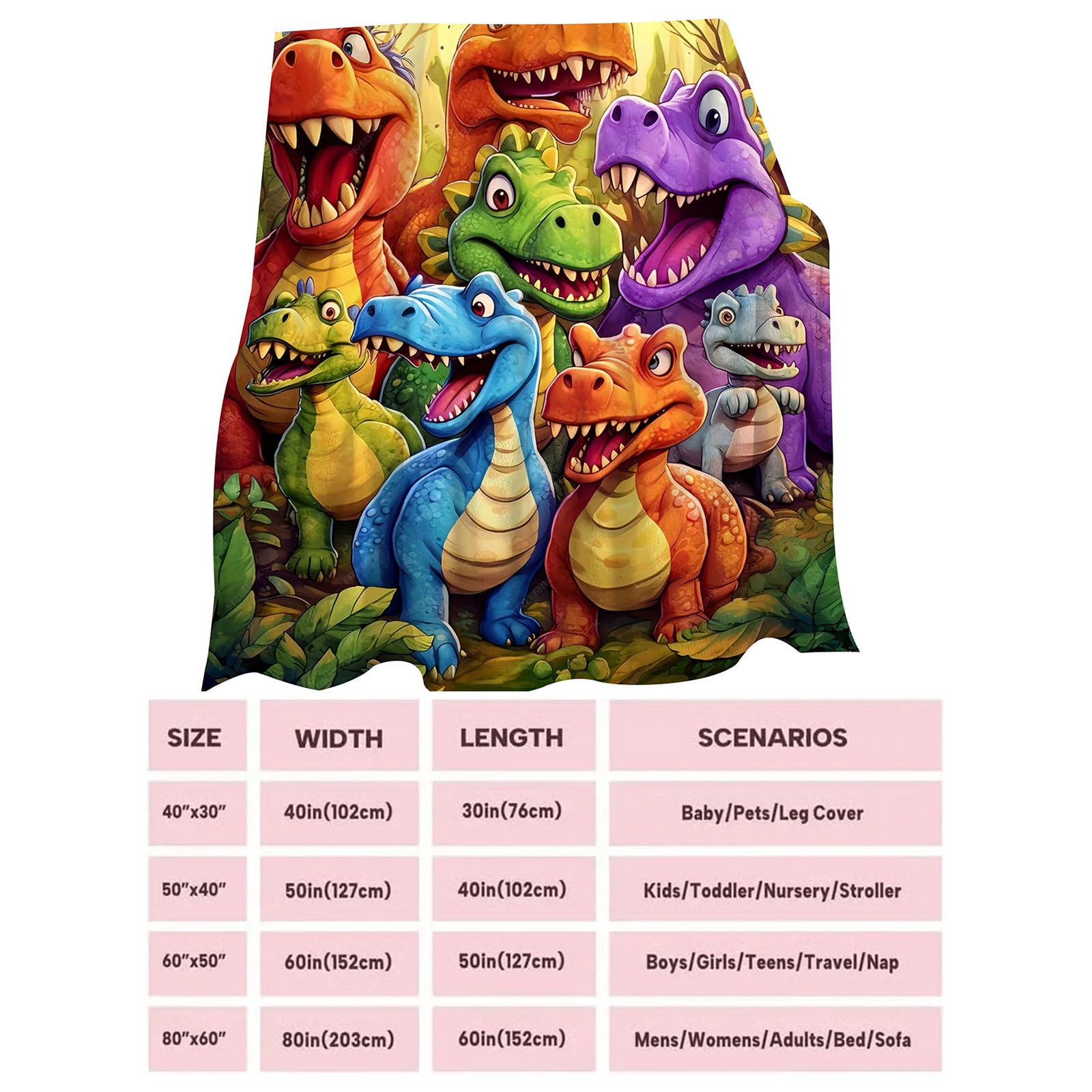 XAGMODSHN Manta de forro polar de franela cálida y decorativa, diseño de dinosaurio, para habitación de niños, sofá o camping
