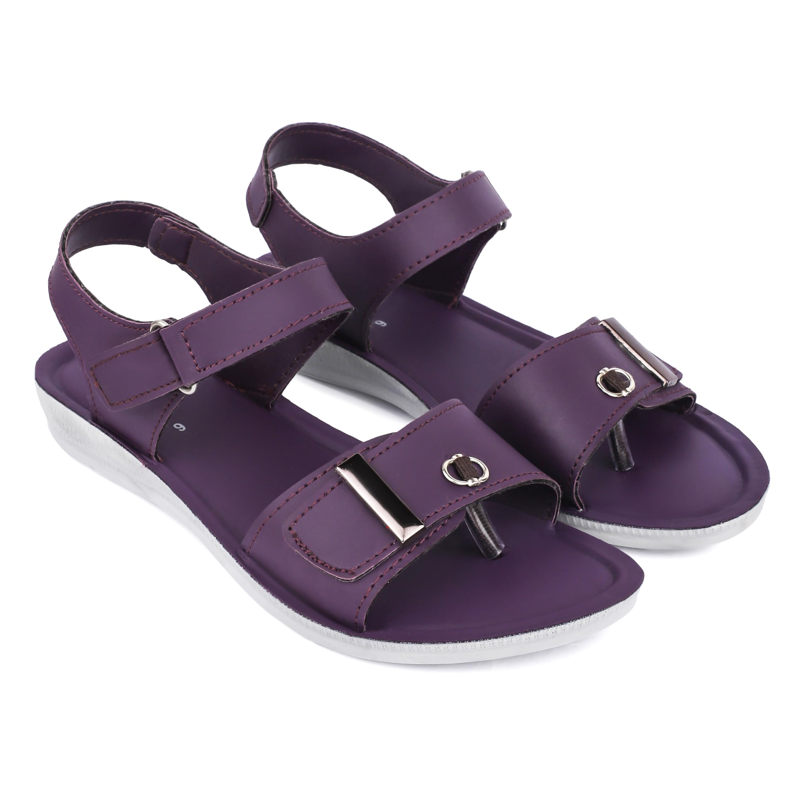 Women Minimal Black Flats Sandals with Premium Metallic Finish with Cushioned Sole-image-12