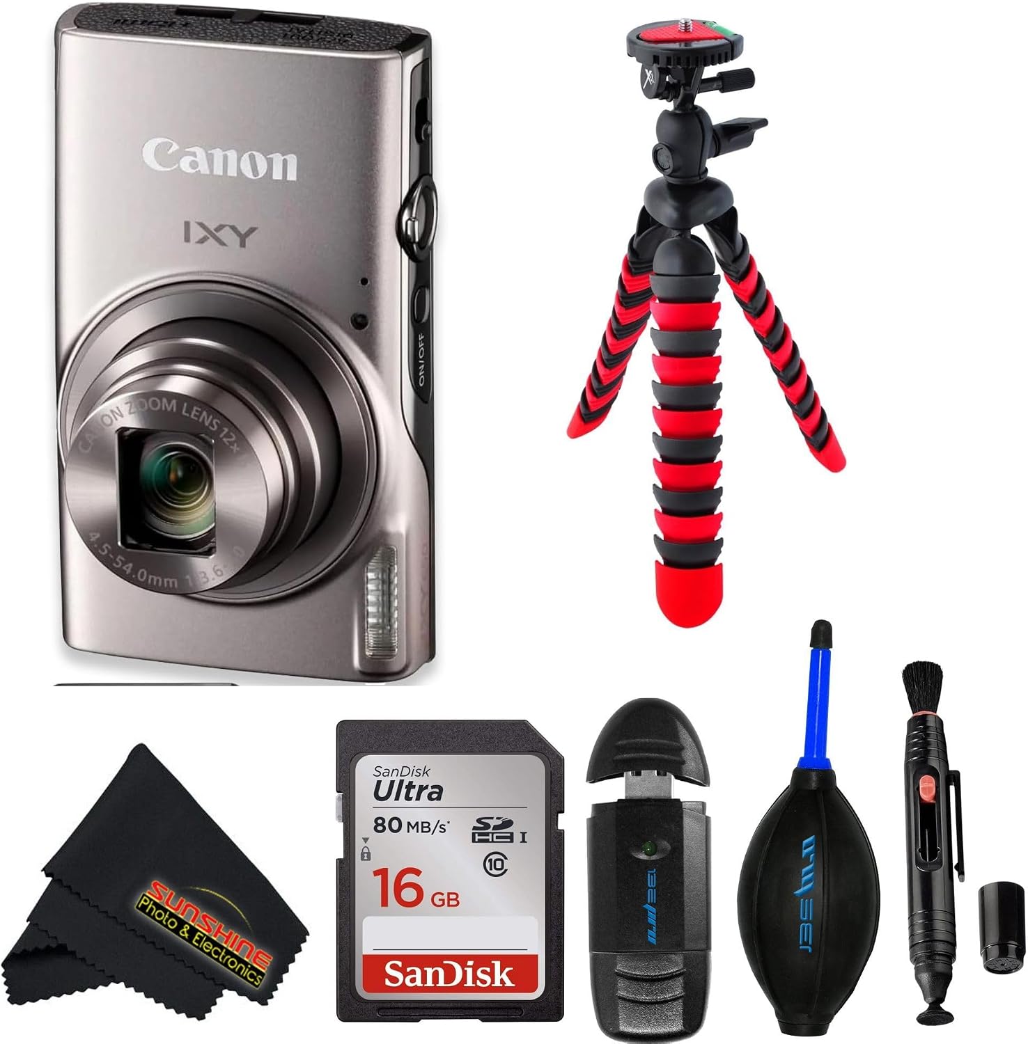 Canon Compact Digital Camera IXY 650 12x Optical Zoom IXY650 (BK) (Black) with Sunshine Photo Professional Bundle (Renewed)