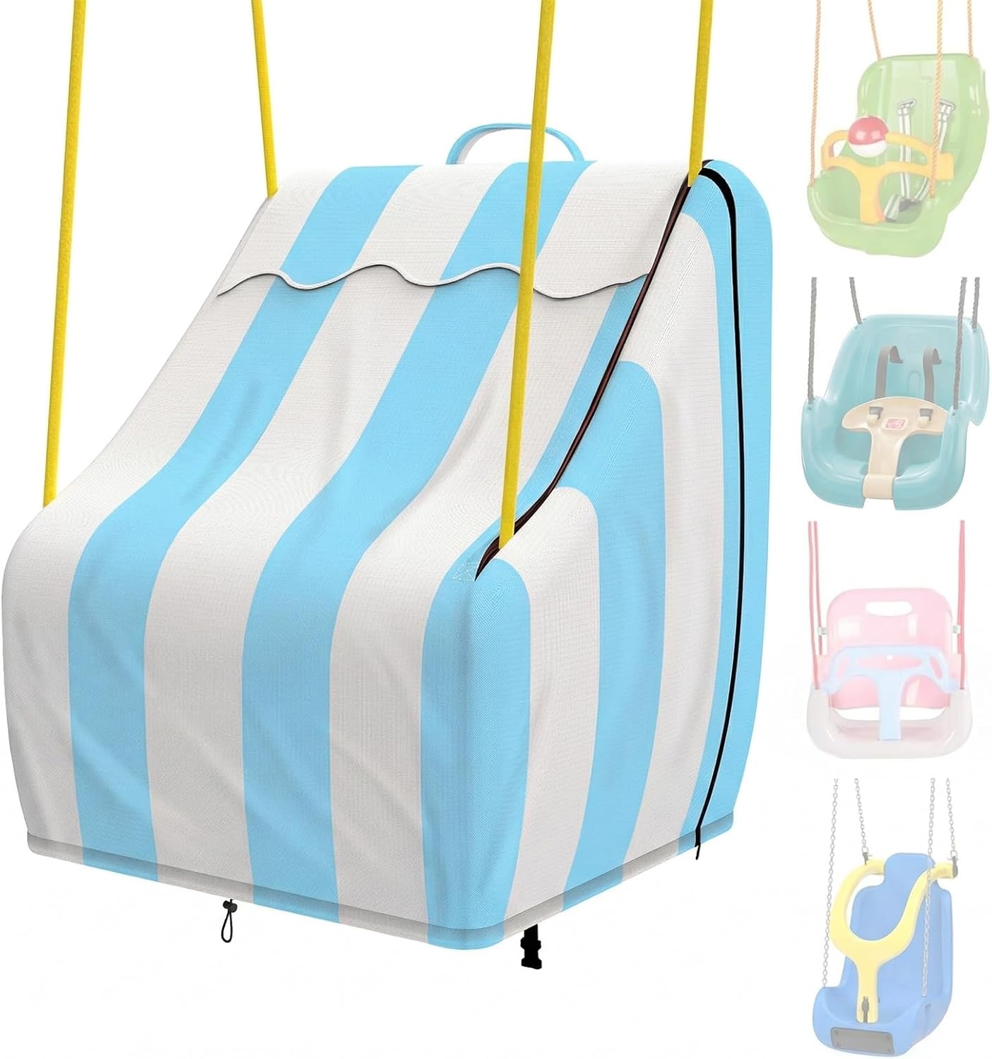Outdoor Swing Seat Cover Compatible with Little Tikes Swing, Waterproof Outdoor Swing Cover for Small Swings, Oxford Fabric with Cute Stripes Pattern, Pink