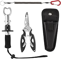 NOWHYX Fishing Pliers Set: 15kg Heavy-Duty Grip, Fish Gripper, Line Cutter, Non-Slip Handle, 100cm Lanyard & Bag