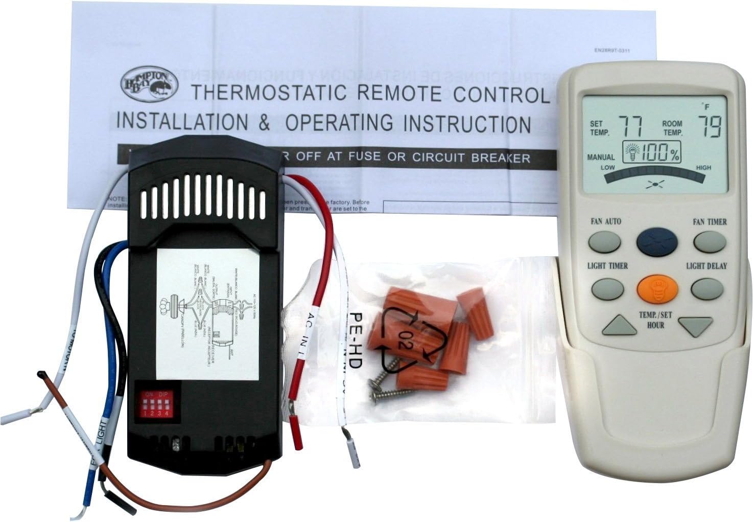 Hampton BAY Ceiling FAN LCD Thermostatic Remote Control Fan-9t Complete Kit
