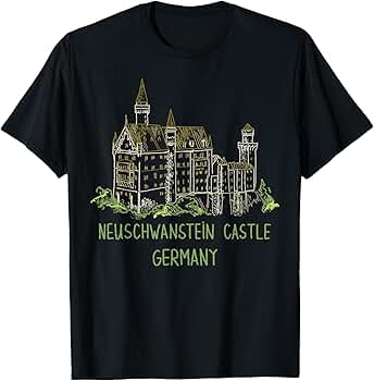 Amazon | ドイツ ノイシュヴァンシュタイン城 Tシャツ | Tシャツ