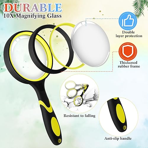 Miniatura 3 de 36 lupas de 2.953 in 10X lupa de lectura de mano con mango de goma antideslizante lupa para leer lupas para niños, pasatiempos, exploración de la